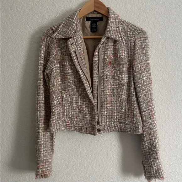 Calvin Klein Jeans Tweed Multicolor Zip-Up Jacket Size M - Picture 3 of 13
